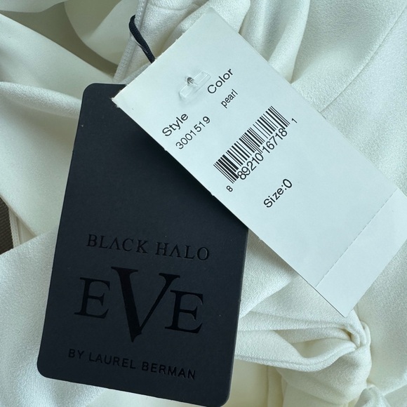 NWT Black Halo Women’s Ara Bow Neck Puff Sleeve Jumpsuit in Pearl Size 0 - Picture 6 of 6